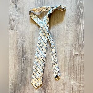 Grey blue checks tie